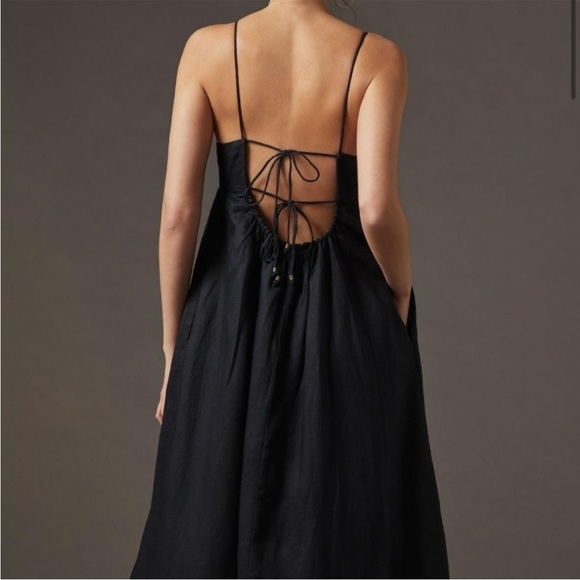 Anthropologie Maeve Linen Double Tie Back Maxi Dress Size 1X - Picture 4 of 10